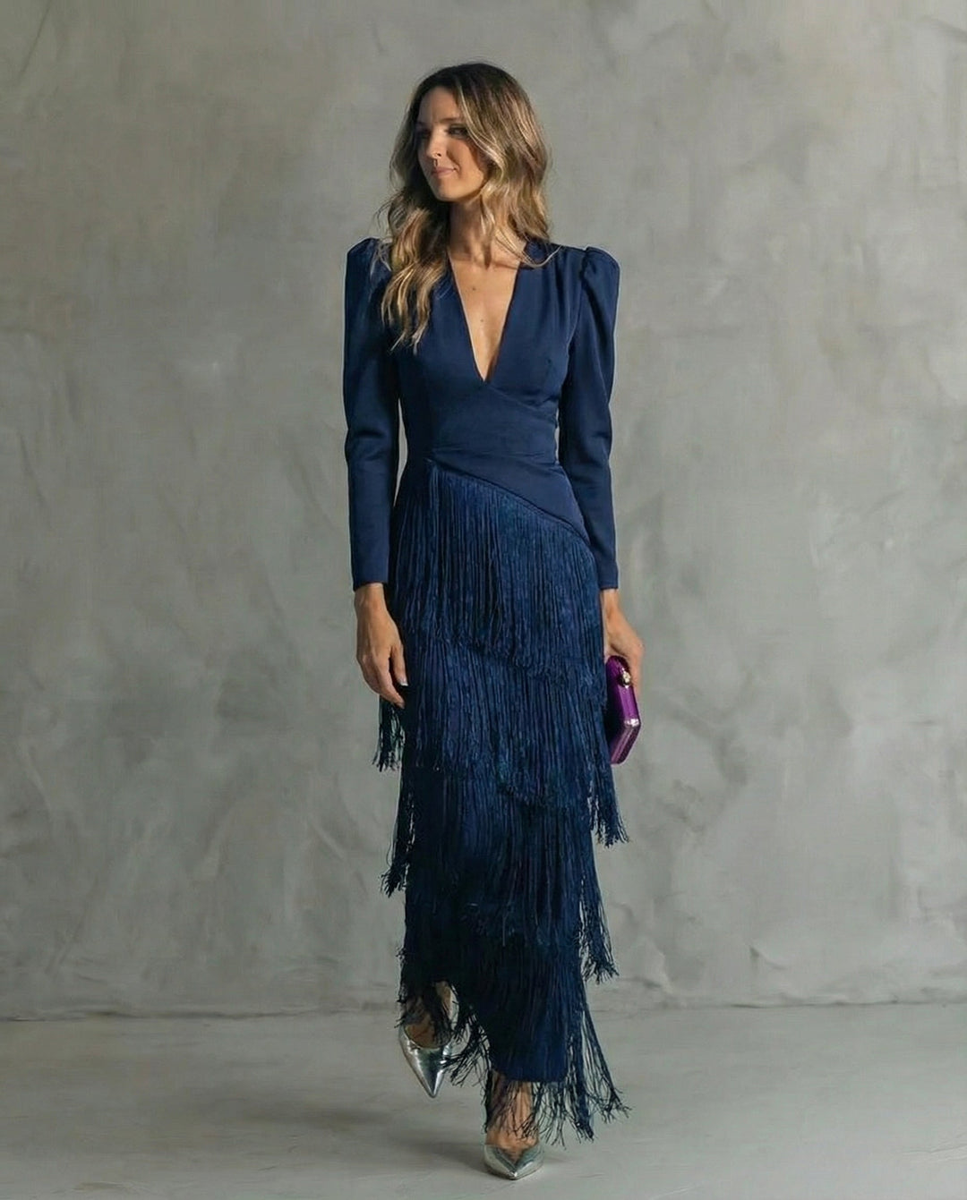 Evelyn Flow Fringe Midi Dress
