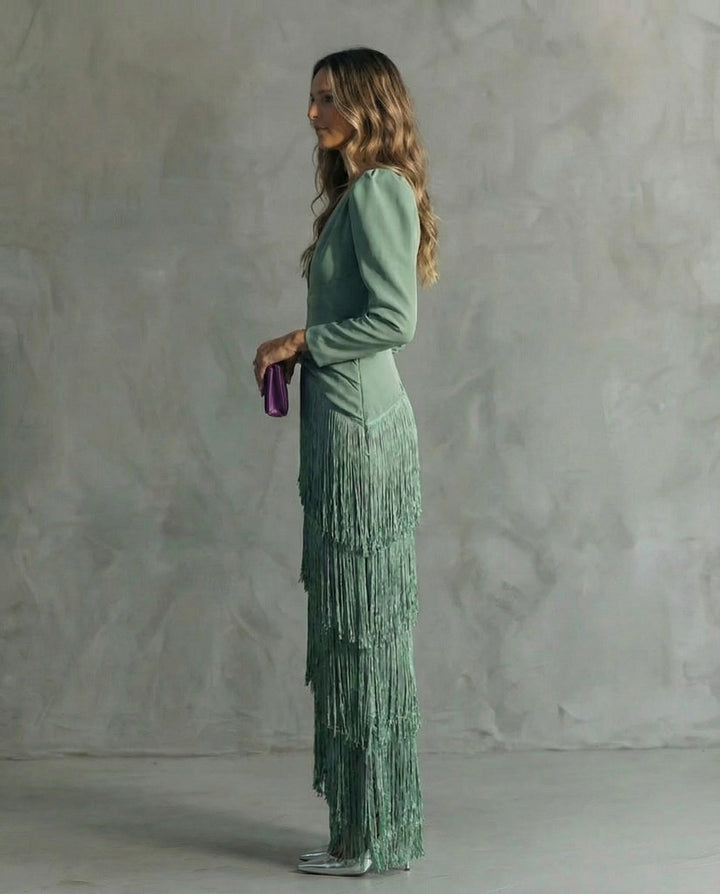 Evelyn Flow Fringe Midi Dress