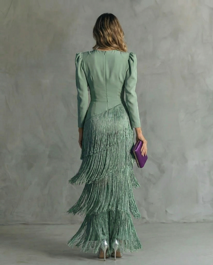 Evelyn Flow Fringe Midi Dress