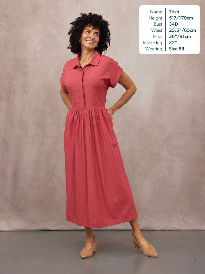 Rhiona Linen Shirt Dress - Rose