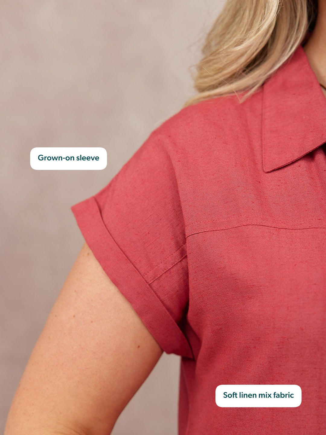 Rhiona Linen Shirt Dress - Rose
