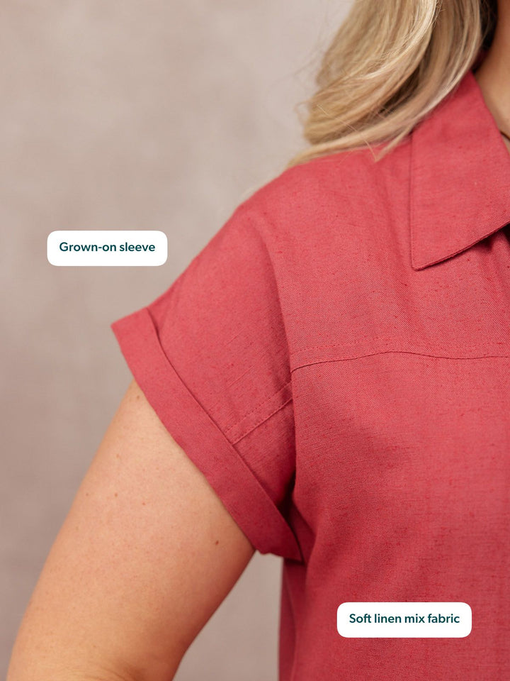 Rhiona Linen Shirt Dress - Rose