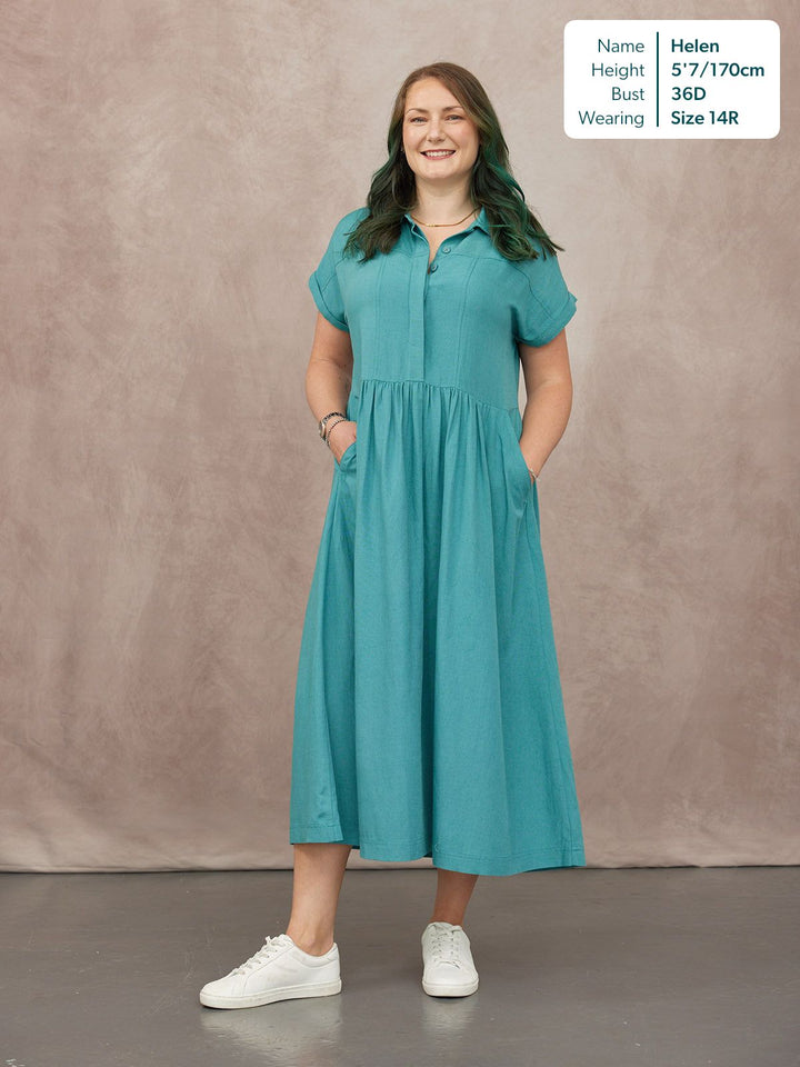 Rhiona Linen Shirt Dress - Teal